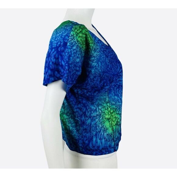 Vintage 90s Rima Hawaiian Crop Top Feathers Petals - Picture 5 of 8